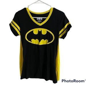 Batman Cosply T-Shirt Large Women’s Detachable Cap Costume Black Yellow